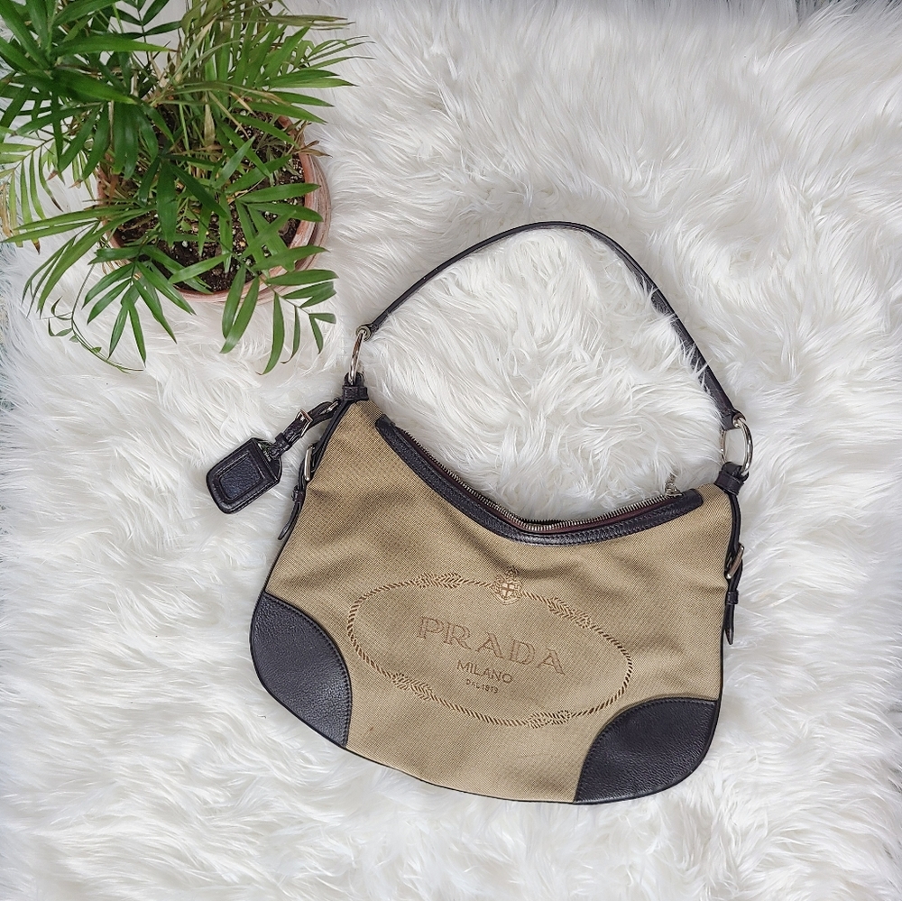 PRADA Luxurious Jacquard Logo Hobo Bag - Picture 3 of 16